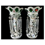 2 BOHEMIAN EMERALD CZECH EMERALD CUT CASED GLASS