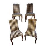 4 ANTIQUE QUEEN ANNE HIGHBACK CHAIRS