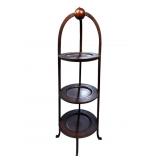 MAHOGANY INLAID 3 TIER MUFFIN STAND