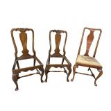 LOT OF 3 QUEEN ANNE CHAIRS