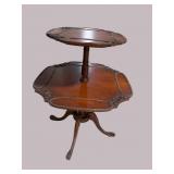 MAHOGANY CARVED 2 TIER TABLE
