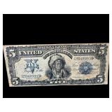 1899 SILVER CERTIFICATE $5 INDIAN CHIEF NOTE