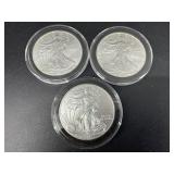 LOT OF 3 UNCIRCULATED 2015 AMERICAN SILVER EAGLE