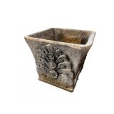LARGE CONCRETE ORNATE SQUARE PLANTER