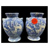 PR OF BLUE AND WHITE ORIENTAL PORCELAIN BUD VASES