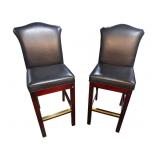 2 LEATHER CHERRY FAIRFIELD BARSTOOLS