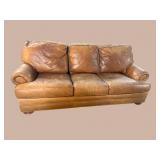 ALL DISTRESSED BROWN LEATHER SOFA BY THOMASVILLE