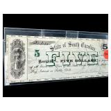 1872 $5 SOUTH CAROLINA BOND SCRIPT NOTE