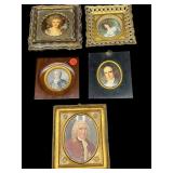 LOT OF 5 MINIATURE FRAMED PORTRAITS