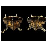 PR OF ANTIQUE CHINOISERIE DECORATED WALL SHELVES
