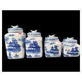 4 PC SET ORIENTAL BLUE AND WHITE PORCELAIN