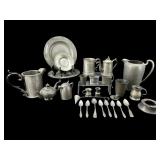 LARGE LOT OF EARLY PEWTER PITCHERS, MUGS AND
