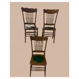 LOT OF 3 CARVED OAK SPINDLE BACK CHAIRS
