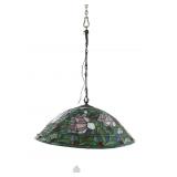 TIFFANY STYLE HANGING LEADED GLASS CHANDELIER