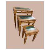 SET OF 3 MCM MARBLE TOP STACKING TABLES