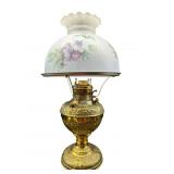 HAND PAINTED MILLER BRASS ANTIQUE LAMP