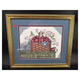 FRUIT STILL LIFE NEEDLEPOINT IN FRAME