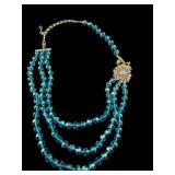 DESIGNER HEIDI DAUS BLUE CRYSTAL PENDANT NECKLACE;