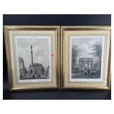2 ROMAN LITHOGRAPHS IN FRAMES