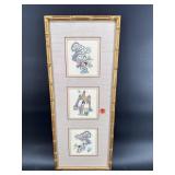 ORIENTAL NEEDLEPOINT IN FAUX BAMBOO FRAME