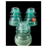 3 PC LOT ANTIQUE GLASS INSULATORS