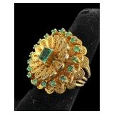 22K GOLD CUSTOM EMERALD DESIGNER RING