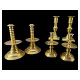 LOT OF 6 CAST BRASS CANDLESTICKS