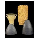 LOT OF POTTERY, GLASS, & WASTE CAN