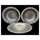3 PC LOT PEWTER SERVING BOWLS