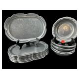 13 PC LOT CARSON PEWTER SERVING TRAYS AND SMALL