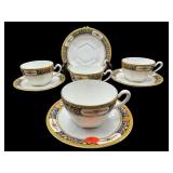 8 PC LOT LIMOGE PORCELAIN TEACUPS AND SAUCERS