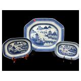 LOT OF 3 ANTIQUE ORIENTAL PLATTERS AS IS