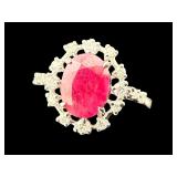 PLATINUM NATURAL BURMA RUBY & DIAMOND RING