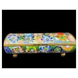 ANTIQUE FLORAL CLOISONNE TRINKET BOX