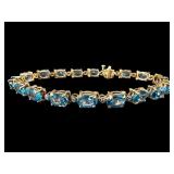 14K BLUE TOPAZ & DIAMOND BRACELET
