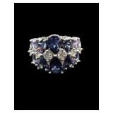 STERLING SILVER BLUE CLEAR CZ RING