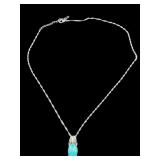 DIAMOND CUT ROPE STERLING TURQUOISE NECKLACE