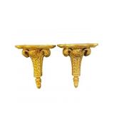 PR OF HEAVY RESIN PAINT DECORATED WALL SHELVES