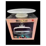 2 PC LOT GLASS & CERAMIC CAKE STANDS