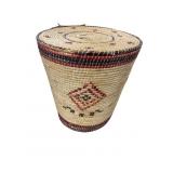 NAVAJO STYLE LIDDED WOVEN BASKET