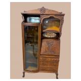 EXCEPTIONAL OAK CARVED SIDE BY SIDE DESK