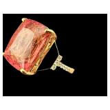 14K 2 TONE NATURAL RUBELLITE TOURMALINE & DIAMOND