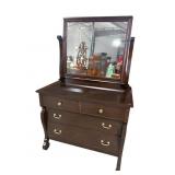 FLAMED MAHOGANY EMPIRE DRESSER WITH MIRROR