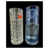CRYSTAL VASE & ART GLASS WATER SET