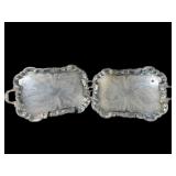 2 WALLACE LARGE FOOTED SILVERPLATE TRAY; X2