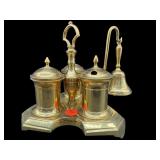 ANTIQUE BRASS CASTER SET W/BELL