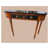 CHERRY AND EBONIZED 2 DRAWER CONSOLE TABLE