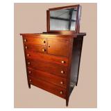 MAHOGANY CUSTOM BONNET CHEST WITH MIRROR