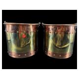 2 BRASS AND COPPER BUCKETS
