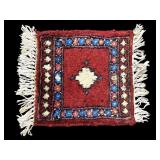 11 IN X 11 IN ANTIQUE HANDMADE SMALL RUG